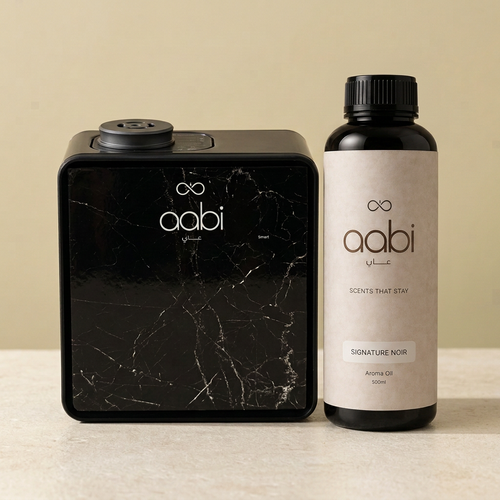 Aabi Aroma Diffuser in black with Signature Noir aroma oil 500ml, diffuser set