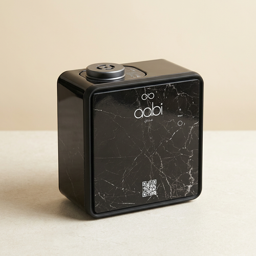 Aabi Aroma Diffuser in black, waterless home diffuser, front-left view