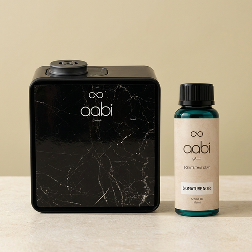 Aabi Aroma Diffuser in black with Signature Noir aroma oil 170ml, diffuser set